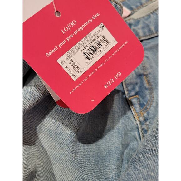 Isabel Maternity by Ingrid Isabel Women's Side Panel MIDI Maternity Jean Shorts - Picture 5 of 9